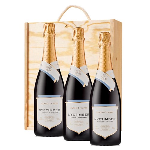 Nyetimber Classic Cuvee 75cl Treble Pine Wooden Gift Boxed (3x75cl)